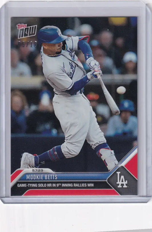Mookie Betts Los Angeles Dodgers swinging a bat on 2023 TOPPS NOW parallel card