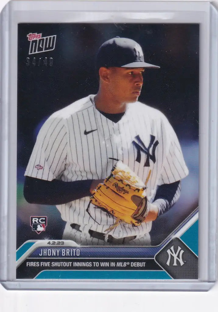 Baseball card of Jhony Birto in New York Yankees pinstripe uniform trading cards