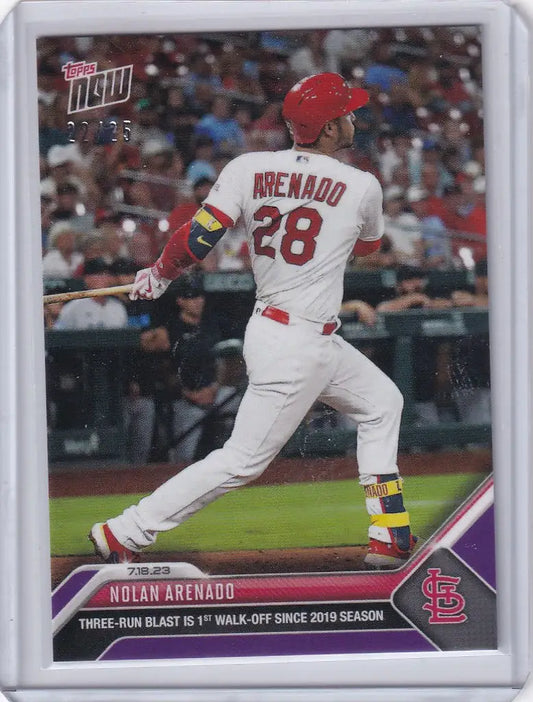 Baseball trading card of Nolan Arenado mid-swing for St. Louis Cardinals 22/25