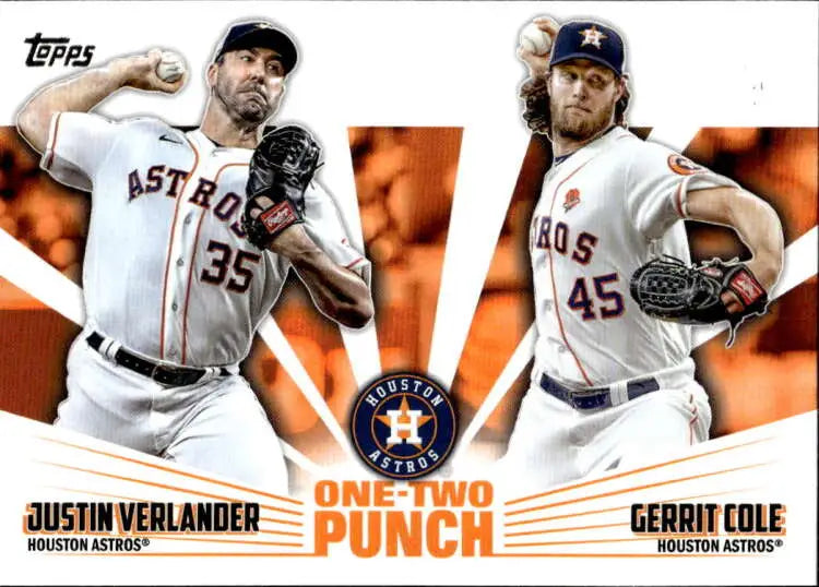 Baseball card of Carlos Rodon and Logan Webb in Houston Astros home uniforms