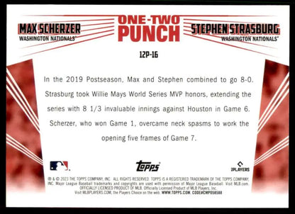 Baseball card featuring Stephen Strasburg and Max Scherzer, Washington Nationals
