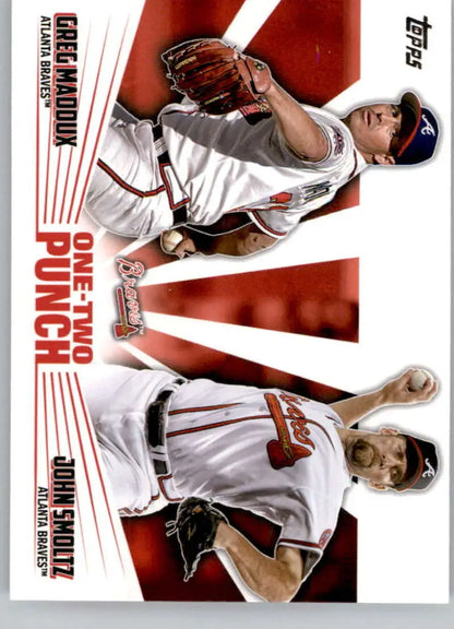 Baseball trading card featuring John Smoltz and Greg Maddux of the Atlanta Braves