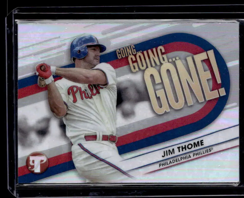 Stunning collectible card of Jim Thome from Topps Pristine with Going Going Gone overlay