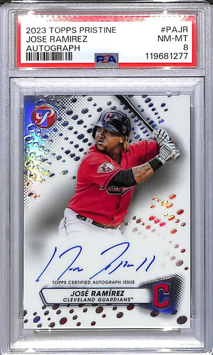 Graded 2023 Topps Pristine Jose Ramirez autograph baseball card Cleveland Guardians