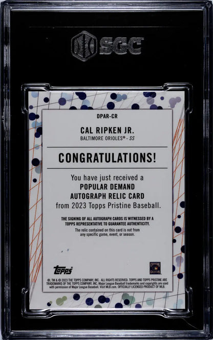 BGC-graded Cal Ripken Jr. Autograph Relic Refractor from Topps Pristine Popular Demand