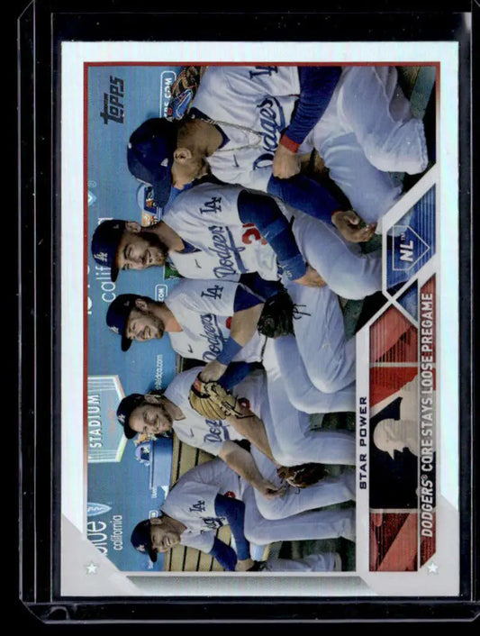 Baseball trading card of Mookie Betts and Los Angeles Dodgers in rainbow foil
