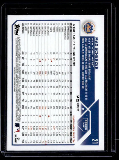 Max Scherzer Rainbow Foil baseball card displaying player statistics and game data