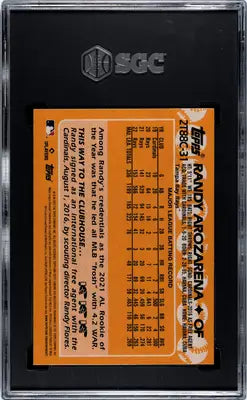 SGC-graded Topps Randy Arozarena baseball card in 2023 Topps Randy Arozarena series