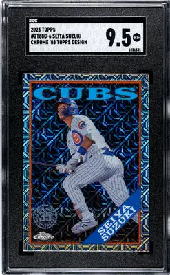 Graded 2023 Topps Chrome Seiya Suzuki baseball card with 9.5 SGC grade