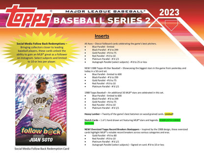 2023 Topps Series 2 Baseball Hobby Jumbo Box with gold, black, and platinum parallels