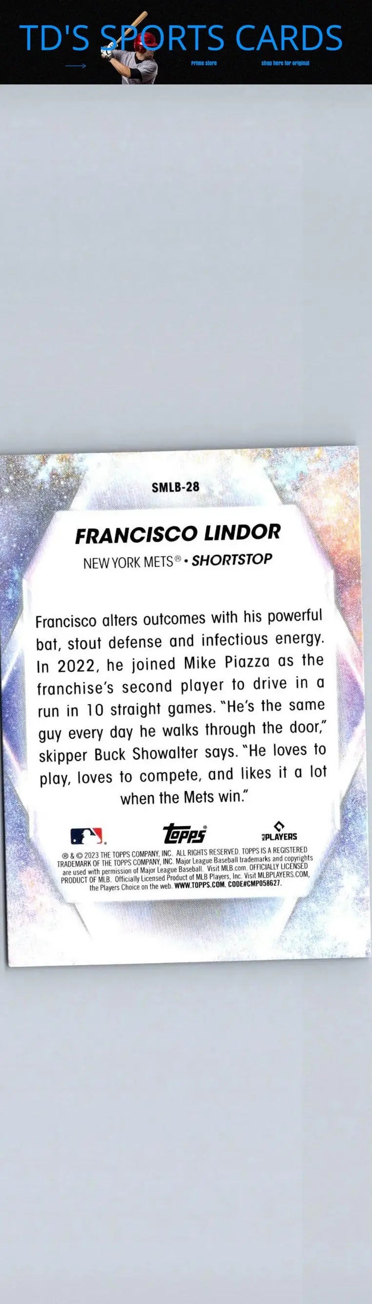 2023 Topps Lindor Stars of MLB Chrome baseball card featuring Francisco Lindor Stars