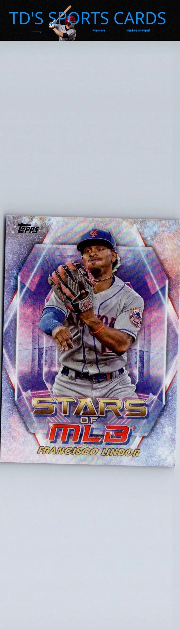 Baseball trading card of Francisco Lindor from 2023 Topps Stars of MLB Chrome