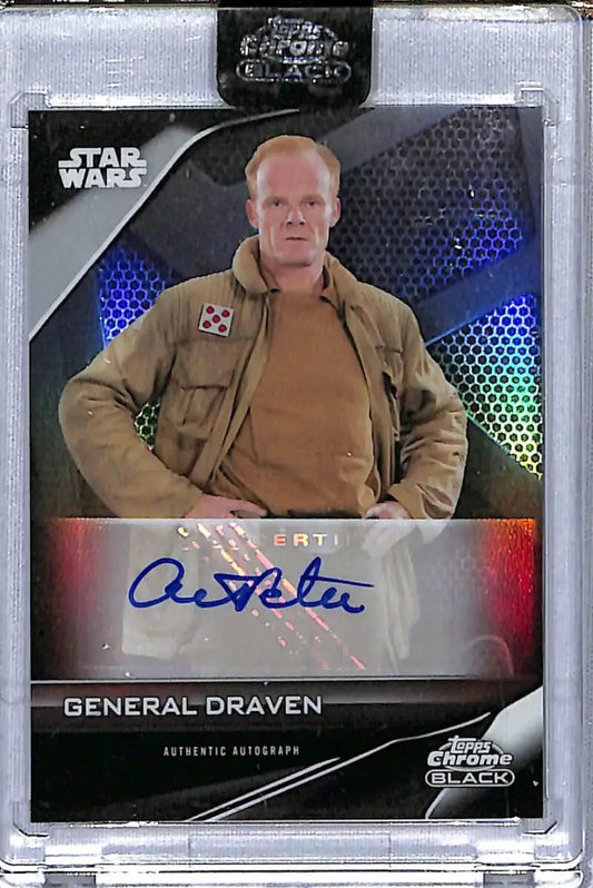 Signed Star Wars Black Refractor card featuring Alistair Petrie as General Draven