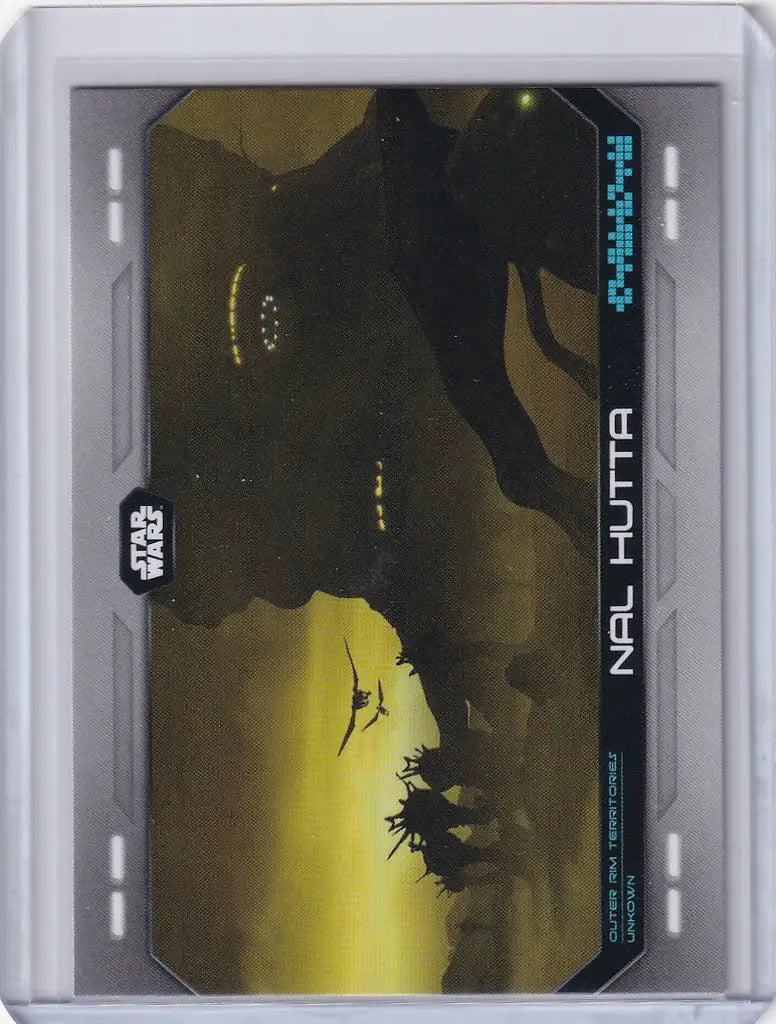 Topps Star Wars trading card featuring a creature silhouette on a vibrant background