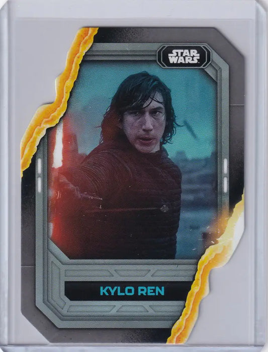 Topps Star Wars trading card of Kylo Ren in dark robe, blue background, flagship design