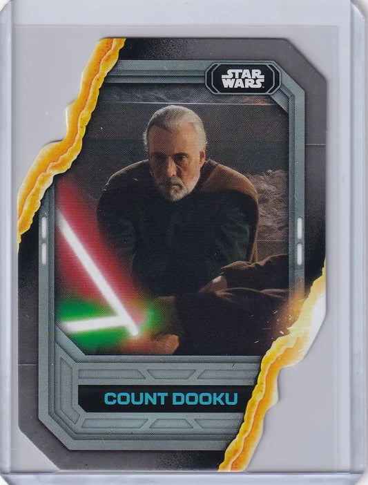 Topps Star Wars trading card of Count Dooku with red lightsaber from Wars Flagship collection