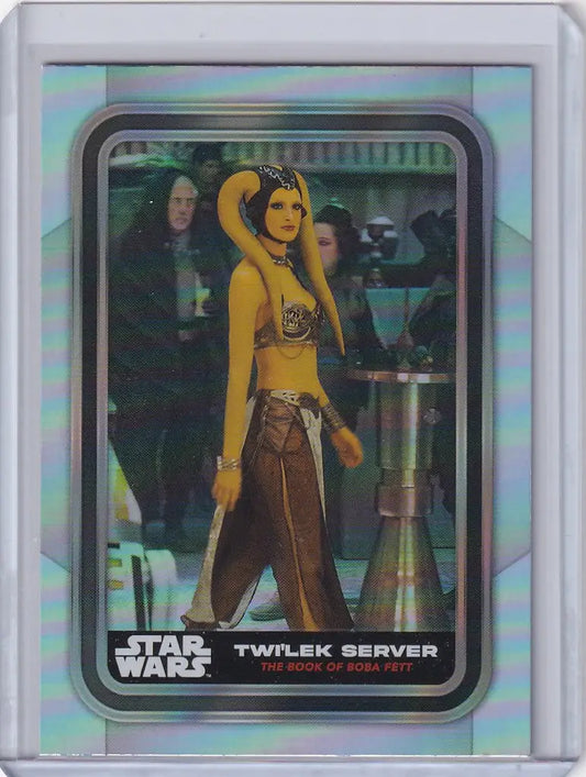 Topps Star Wars Flagship Rainbow Foil card featuring a yellow-skinned alien Twi’lek Server
