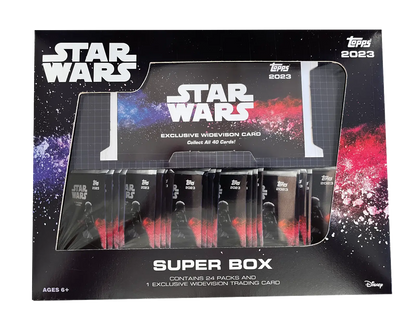 2023 Topps Star Wars Hobby Super Box featuring rare short prints and collectibles