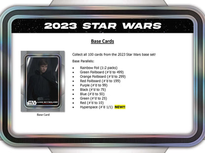 2023 Topps Star Wars Hobby Super Box with Star Wars base cards and rare short prints information