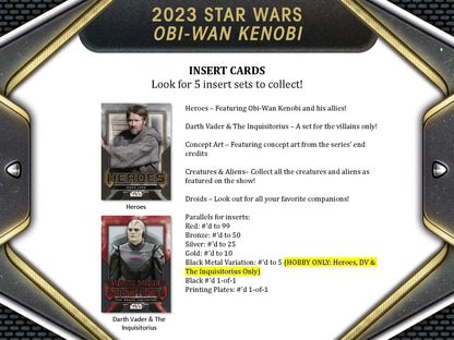 Star Wars trading card insert details from 2023 Topps Star Wars Obi-Wan Kenobi Hobby Box
