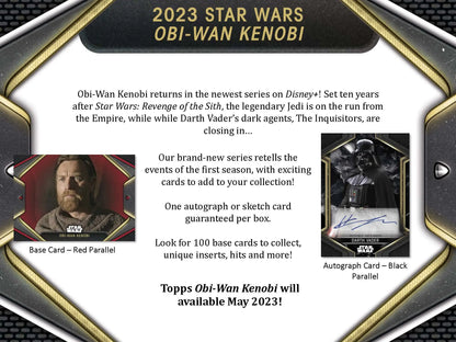 Star Wars Obi-Wan Kenobi trading cards in 2023 Topps Star Wars hobby box with tins