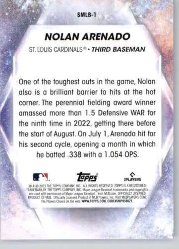 Nolan Arenado baseball card from 2023 Topps Stars in original gloss finish