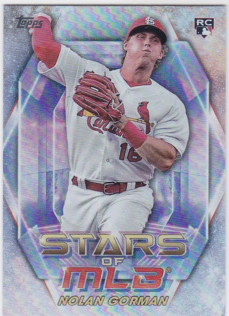 Baseball trading card featuring Nolan Gorman of the St Louis Cardinals from Topps Stars 2023