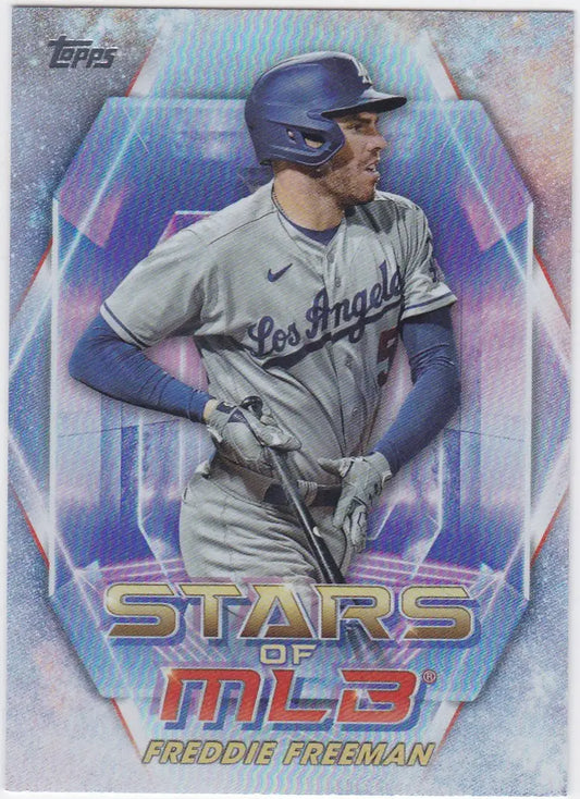 Baseball trading card of Freddie Freeman Los Angeles Dodgers player in Dodgers uniform
