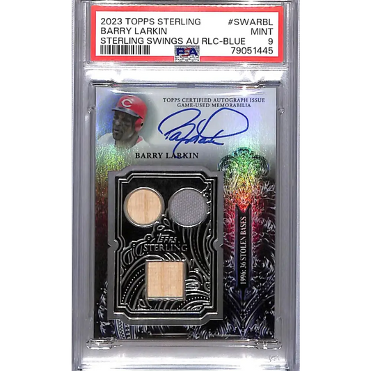 2023 Topps Sterling Swings #SWAR-BL Barry Larkin PSA 9 MINT MEM Auto 07/10 Cincinnati Reds