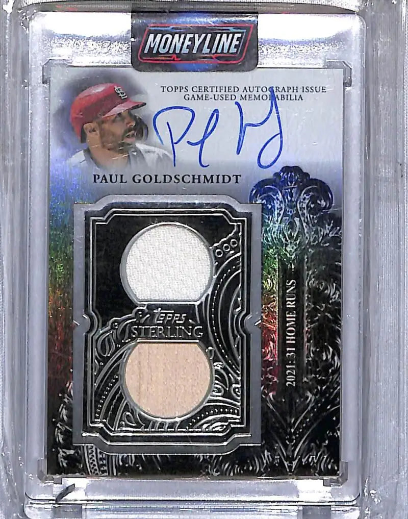 Paul Goldschmidt Topps Sterling Swings autographed card with memorabilia swatches