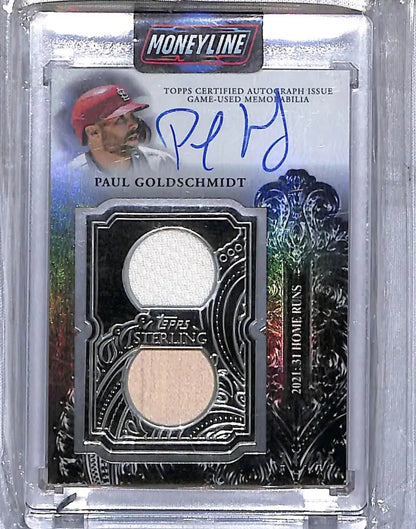 Paul Goldschmidt Topps Sterling Swings autographed card with memorabilia swatches