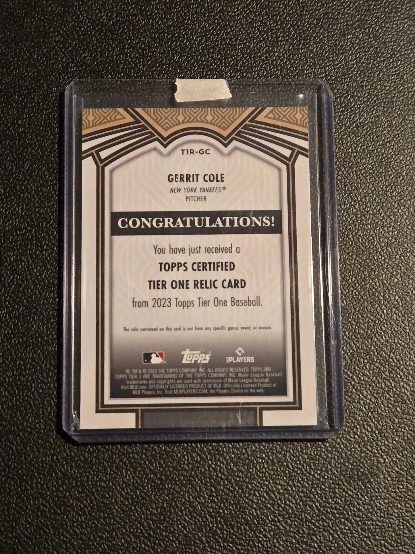 2023 Topps Tier One #T1R-GC Gerrit Cole Tier One Relics (Design A) - Sports Card