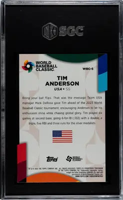 Graded baseball card of Tim Anderson from World Baseball Classic, 2023 Topps Tim Anderson SGC 10