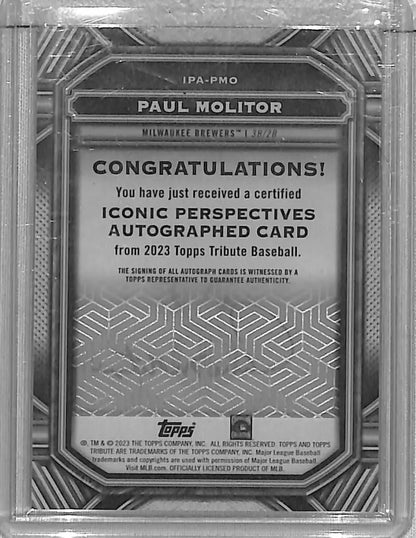 2023 Topps Tribute Iconic Perspectives #IPA-PMO Paul Molitor NM-MT Auto 8/25 Milwaukee Brewers