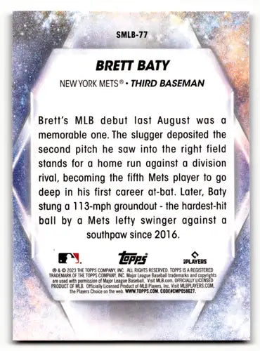 2023 Topps Update Series Stars of MLB #SMLB-77 Brett Baty NM-MT Mets ID:63811 - Collectible Trading Card