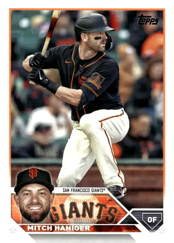 Mitch Haniger batting stance on 2023 Topps Update Series San Francisco Giants card
