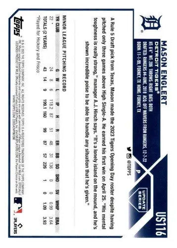 2023 Topps Update Series #US116 Mason Englert NM-MT RC Rookie Tigers ID:63885 - Trading Cards