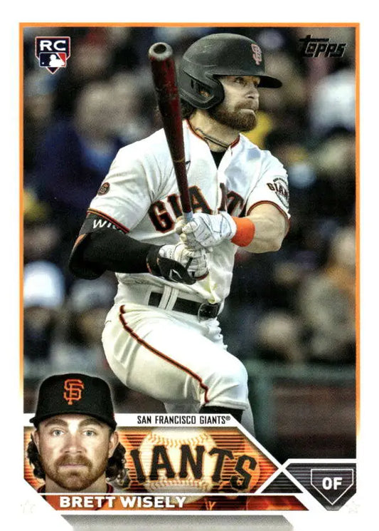 Brett Wisely batting on a 2023 Topps Update Series San Francisco Giants baseball card