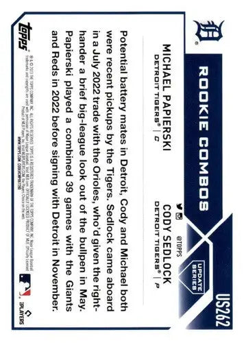 2023 Topps Update Series #US262 Cody Sedlock/Michael Papierski NM-MT RC ID:67683 - Trading Cards