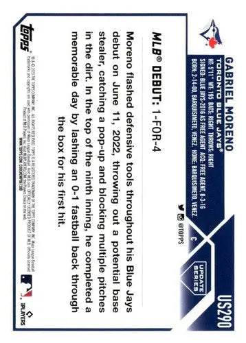 2023 Topps Update Series #US290 Gabriel Moreno NM-MT Blue Jays Rookie D ID:67688 - Trading Cards