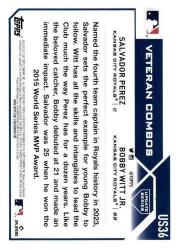 2023 Topps Update Series #US36 Salvador Perez/Bobby Witt Jr. NM-MT Roya ID:63857 - Trading Cards