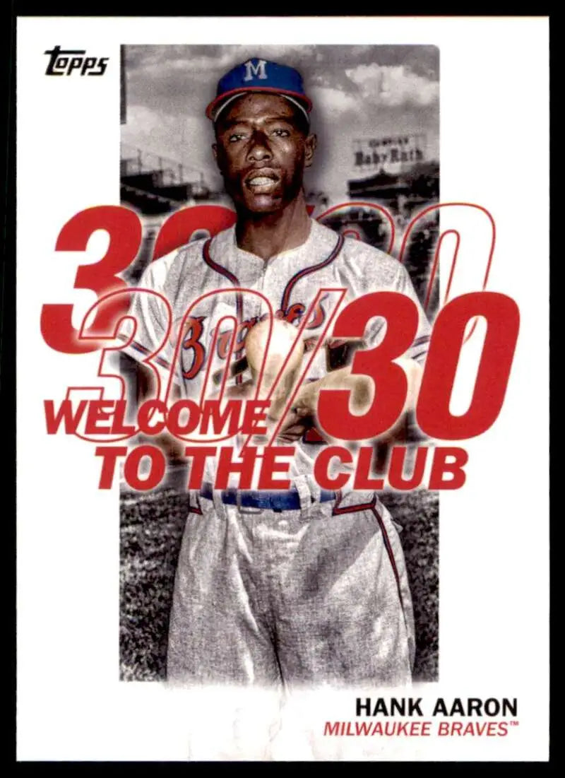 Hank Aaron 3000 hit milestone baseball card, 2023 Topps WC-9 Milwaukee Braves edition