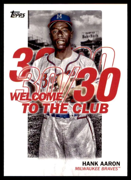 Hank Aaron 3000 hit milestone baseball card, 2023 Topps WC-9 Milwaukee Braves edition