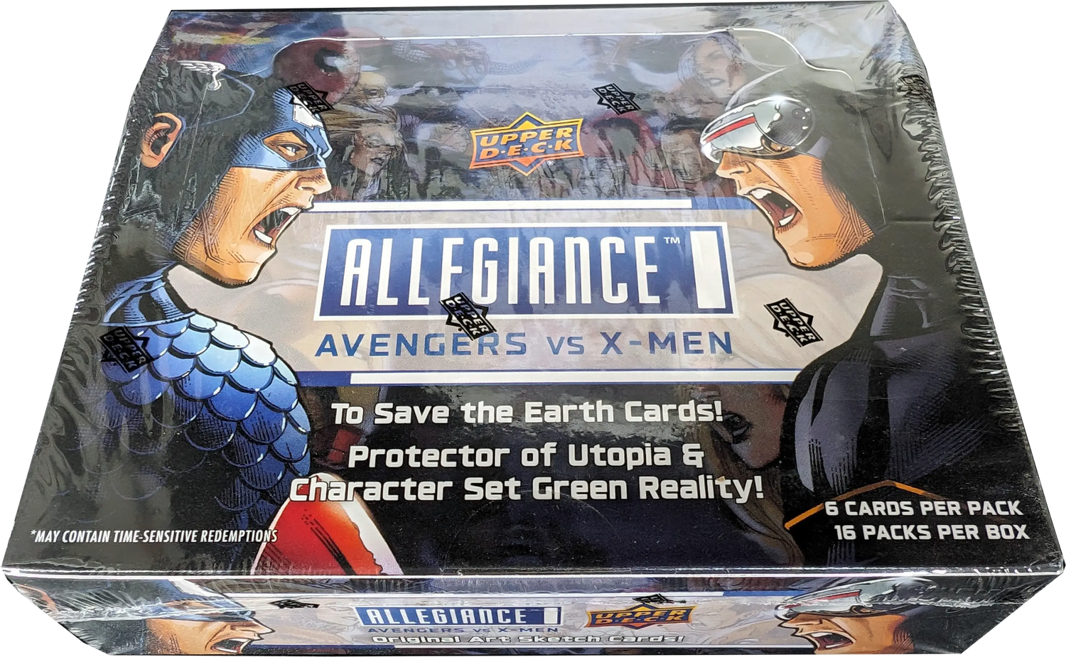 Sealed box of Marvel Allegiance Avengers vs X-Men trading cards by Upper Deck