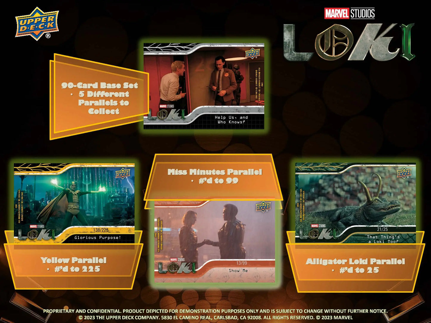 Trading card set from Upper Deck Marvel Studios Loki featuring various parallel designs