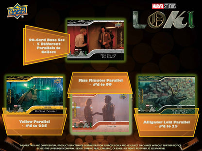 Trading card set from Upper Deck Marvel Studios Loki featuring various parallel designs