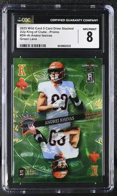 Graded andrei iosivas football card from 2023 Wild Card 5 Card Draw Stacked Andrei Iosivas series