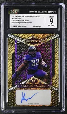 Graded Kendre Miller football card from 2023 Wild Card Alumination Draft Series