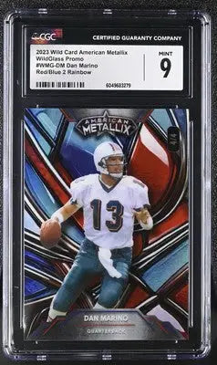 Graded American Metallix Dan Marino football card from 2023 Wild Card series
