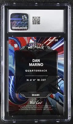 Graded American Metallix Dan Marino football card from 2023 Wild Card MetalliX series